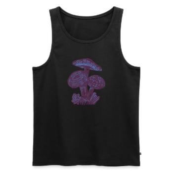 Mushrooms Linocut - Men's Premium Organic Tank Top - black - Front - AI Model Male 178 light (178cm)