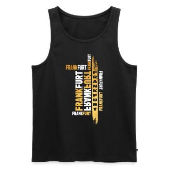 Frankfurt Germany City Font Gold Skyline - Men's Premium Organic Tank Top - black - Front - AI Model Male 178 light (178cm)