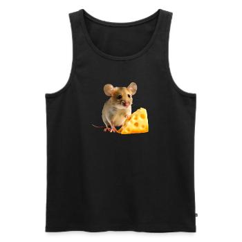 Mouse with cheese - Men's Premium Organic Tank Top - black - Front - AI Model Male 178 light (178cm)