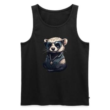 Furet cool avec des lunettes de soleil - Débardeur bio Premium Homme - noir - Devant - Michal (187cm)
