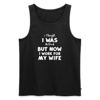I Thought I Was Retired But Now... - Men's Premium Organic Tank Top - black - Front - AI Model Male 178 light (178cm)