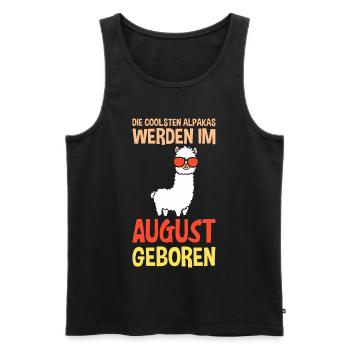 August Geburtstag Alpaka Spruch Lustig - Männer Premium Bio Tank Top - Schwarz - Vorne - Michal (187cm)