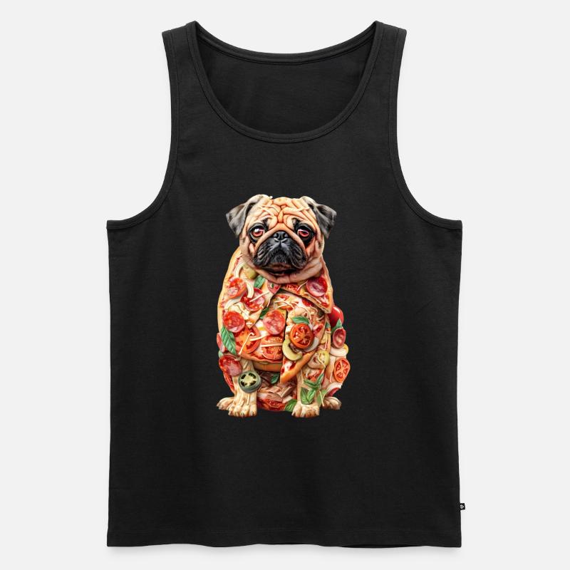 Mops Pizza - Männer Premium Bio Tank Top - Schwarz