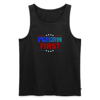 Feiern First - Männer Premium Bio Tank Top - Schwarz - Vorne - AI Model Male 178 light (178cm)