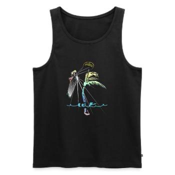 WK Palme Frau Kitesurferin - Männer Premium Bio Tank Top - Schwarz - Vorne - AI Model Male 178 light (178cm)