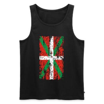 Worn Basque Country flag. Ikurriña. - Men's Premium Organic Tank Top - black - Front - AI Model Male 178 light (178cm)