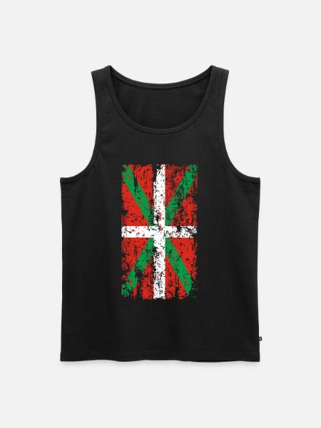 Drapeau Pays Basque usé. Ikurriña. - Débardeur bio Premium Homme - noir