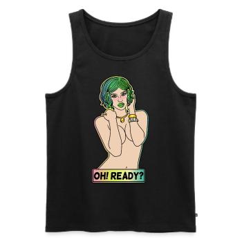 EROTIC POP-ART SEXY COMIC GIRL OH! READY? - Männer Premium Bio Tank Top - Schwarz - Vorne - AI Model Male 178 light (178cm)