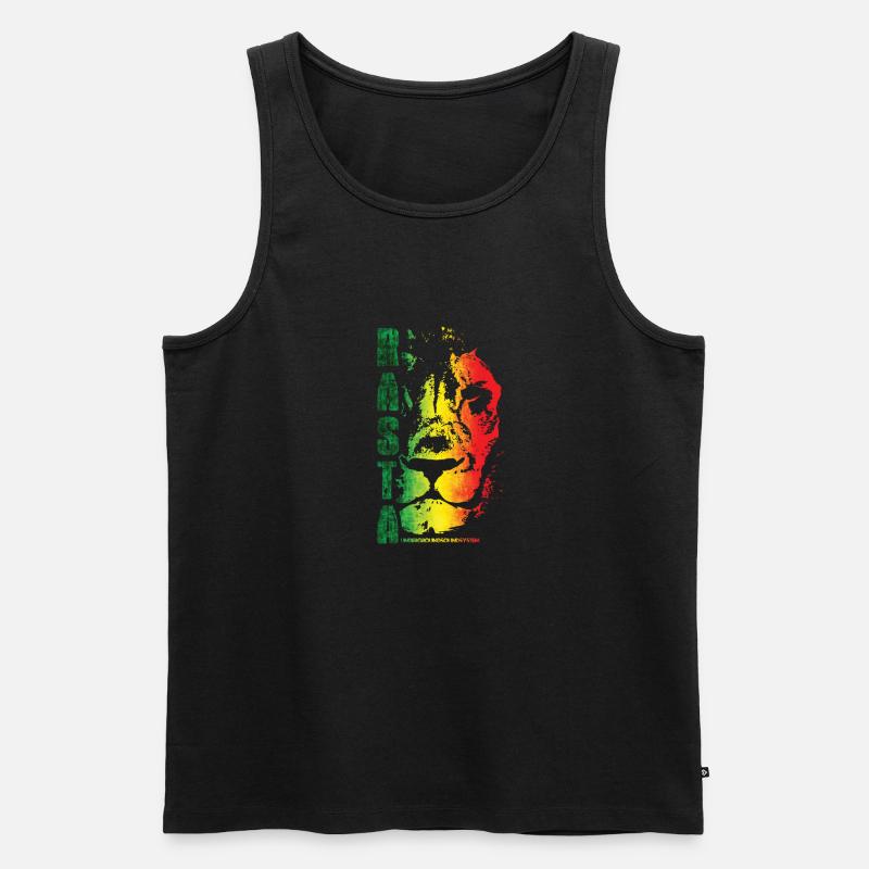 Rasta Löwe Regenbogen Stil - Männer Premium Bio Tank Top - Schwarz