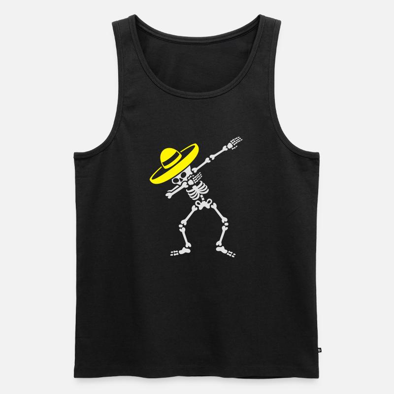 Dab Dabbing skeleton Sombrero Mexico Cinco de Mayo - Männer Premium Bio Tank Top - Schwarz
