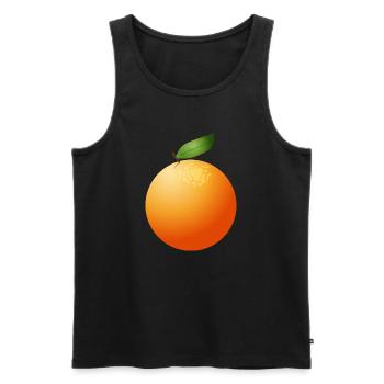 große saftige Orange mit Blatt - Männer Premium Bio Tank Top - Schwarz - Vorne - AI Model Male 178 light (178cm)