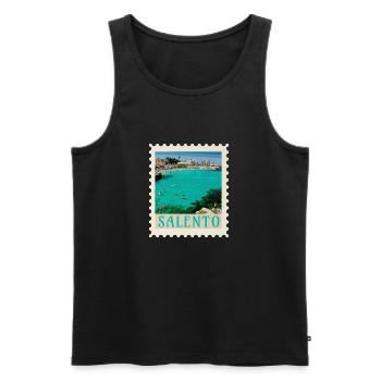 Salento Türkisstrand Retro-Poster - Männer Premium Bio Tank Top - Schwarz - Vorne - AI Model Male 178 light (178cm)