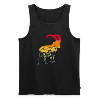 Steinbock, Wandern, Berge - Männer Premium Bio Tank Top - Schwarz - Vorne - AI Model Male 178 light (178cm)