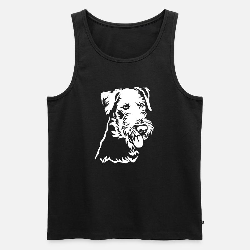 Airedale Terrier Kopf "Black Edition" - Männer Premium Bio Tank Top - Schwarz
