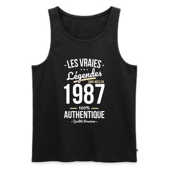 Anniversaire 35 ans - Légendes sont nées en 1987 - Débardeur bio Premium Homme - noir - Devant - Michal (187cm)