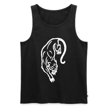 Weiße Panther-Silhouette - Männer Premium Bio Tank Top - Schwarz - Vorne - AI Model Male 178 light (178cm)