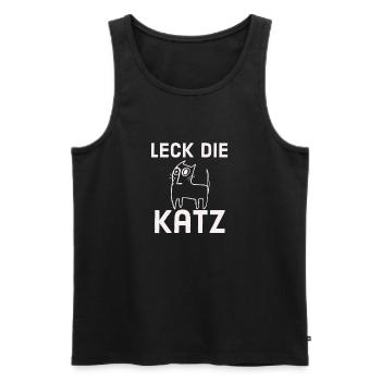 Leck die Katz - Männer Premium Bio Tank Top - Schwarz - Vorne - Michal (187cm)