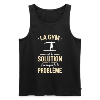 La gym est la solution peu importe le problème - Débardeur bio Premium Homme - noir - Devant - Michal (187cm)
