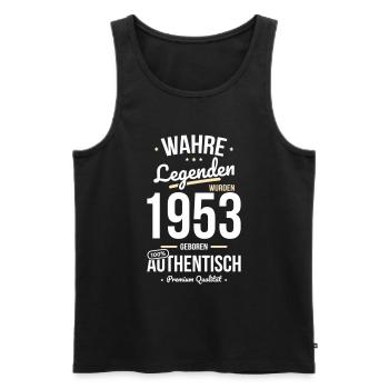 70. Geburtstag - Legenden wurden 1953 - Männer Premium Bio Tank Top - Schwarz - Vorne - Michal (187cm)