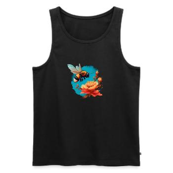 Cool Bee Motif avec Great Flower Cartoon Comic - Débardeur bio Premium Homme - noir - Devant - AI Model Male 178 light (178cm)