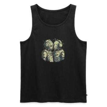 Deux cyborgs amoureux - Love is love - Débardeur bio Premium Homme - noir - Devant - Michal (187cm)