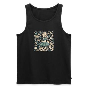 Modern Alice in Wonderland Drawing - Men's Premium Organic Tank Top - black - Front - AI Model Male 178 light (178cm)