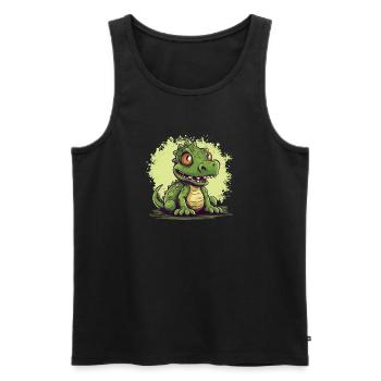 Dino mignon en vert, motif de dinosaure mignon - Débardeur bio Premium Homme - noir - Devant - AI Model Male 178 light (178cm)