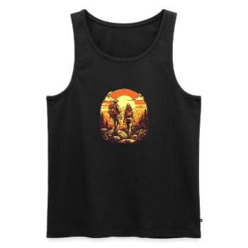 Cool hiker motif - hiking in the mountains - Men's Premium Organic Tank Top - black - Front - Michal (187cm)