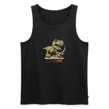 Cool T-Rex DJ avec table de mixage et station de boucle - Débardeur bio Premium Homme - noir - Devant - Michal (187cm)