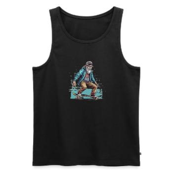 Cooler älterer Mann als Skater Hipster mit Mütze - Männer Premium Bio Tank Top - Schwarz - Vorne - AI Model Male 178 light (178cm)