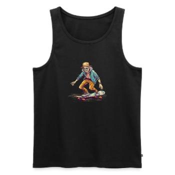 Cool bestager avec skateboard et chapeau hipster - Débardeur bio Premium Homme - noir - Devant - Michal (187cm)