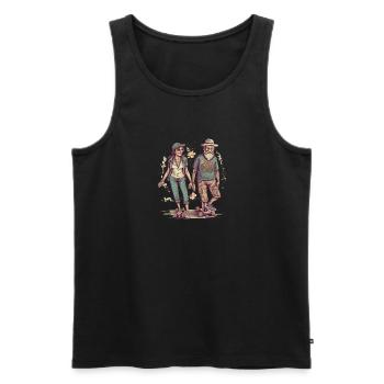 Cooles älteres Paar als Longboard Skater Hipster - Männer Premium Bio Tank Top - Schwarz - Vorne - AI Model Male 178 light (178cm)