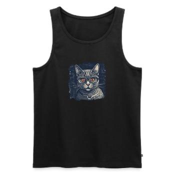 Nerdy cat with glasses and orange eyes - Men's Premium Organic Tank Top - black - Front - Michal (187cm)