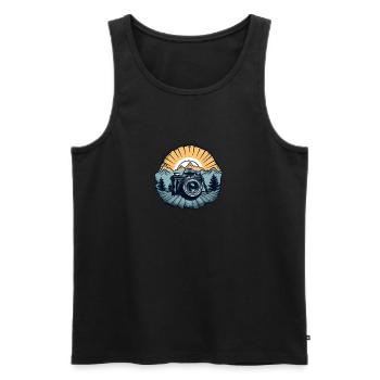 Logo de caméra rétro cool - Débardeur bio Premium Homme - noir - Devant - AI Model Male 178 light (178cm)
