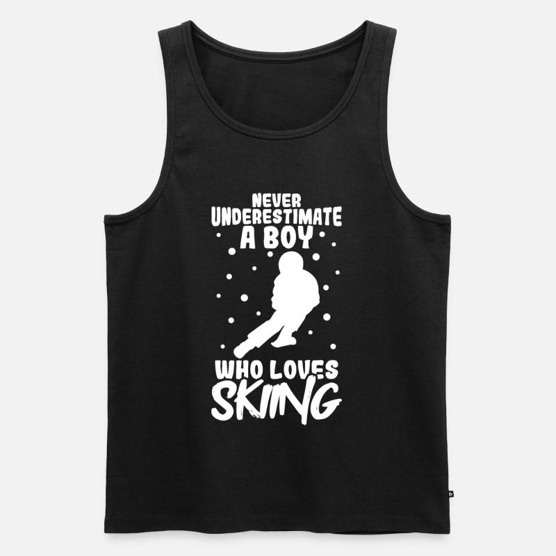 Ski fahrender Junge - Männer Premium Bio Tank Top - Schwarz