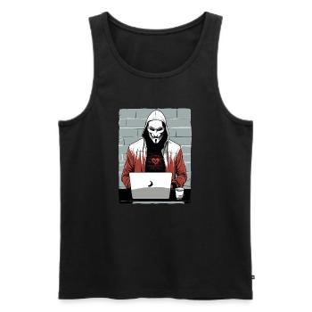 Anonymous Hacker - Männer Premium Bio Tank Top - Schwarz - Vorne - AI Model Male 178 light (178cm)