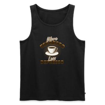 More Espresso - Männer Premium Bio Tank Top - Schwarz - Vorne - Michal (187cm)