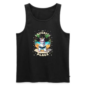 Unicorn with book - Men's Premium Organic Tank Top - black - Front - Michal (187cm)