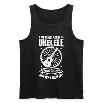 A Day Without Playing The Ukulele - Männer Premium Bio Tank Top - Schwarz - Vorne - Michal (187cm)