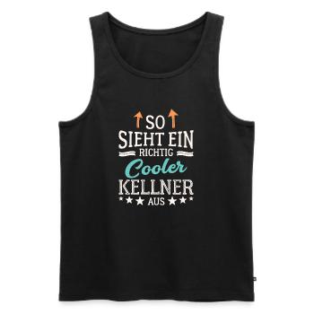 So sieht ein richtig cooler Kellner aus Bedienung - Männer Premium Bio Tank Top - Schwarz - Vorne - Michal (187cm)