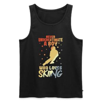 Funny ski boy - Men's Premium Organic Tank Top - black - Front - Michal (187cm)