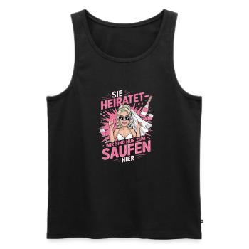 Funny German Hen Party Sie Heiratet Design - Männer Premium Bio Tank Top - Schwarz - Vorne - AI Model Male 178 light (178cm)