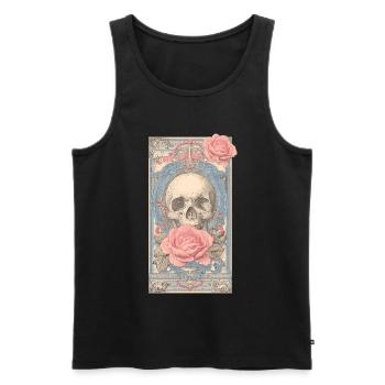 Memento Mori Rosen und Schädel - Männer Premium Bio Tank Top - Schwarz - Vorne - Michal (187cm)