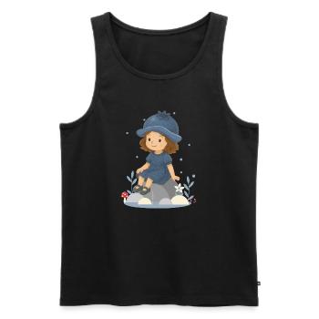 Jolie Illustration De Fille Myrtille - Débardeur bio Premium Homme - noir - Devant - Michal (187cm)