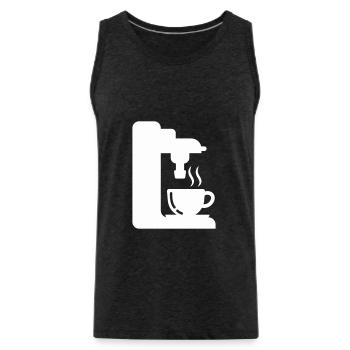 Espresso Machine Outline Coffee Illustration - Men's Premium Organic Tank Top - charcoal grey - Front - Alexander (188cm)