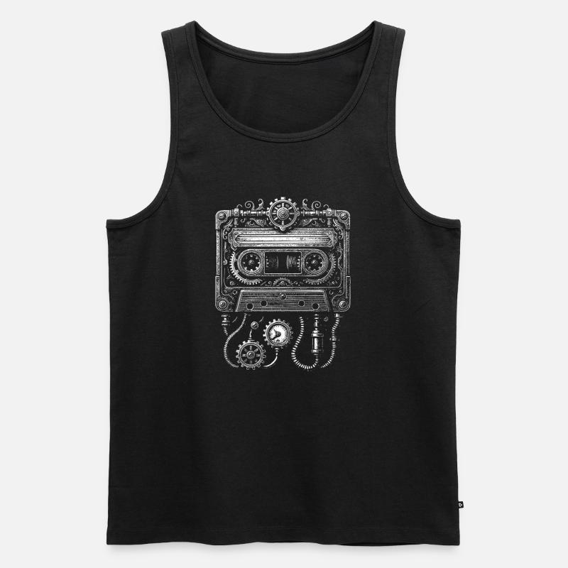 Steampunk Cassette Clockwork - Men's Premium Organic Tank Top - black