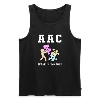 AAC Communication Sign Language SLP - Men's Premium Organic Tank Top - black - Front - AI Model Male 178 light (178cm)