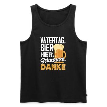 Drôle de cadeau de fête des pères papa bière - Débardeur bio Premium Homme - noir - Devant - Michal (187cm)