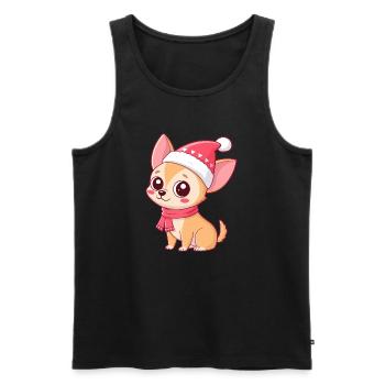 Fröhlicher Hund mit Weihnachtshut - Männer Premium Bio Tank Top - Schwarz - Vorne - AI Model Male 178 light (178cm)