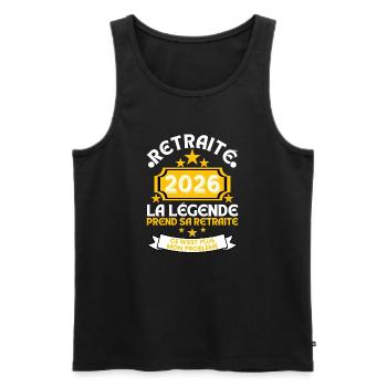 Retired 2026 Men's Legend Retires - Men's Premium Organic Tank Top - black - Front - AI Model Male 178 light (178cm)
